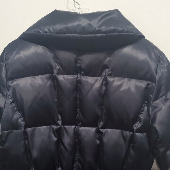 LAUNDRY by Shelli Segal Black Satin Down Cloud Quilted Puffer Coat - Picture 7 of 15